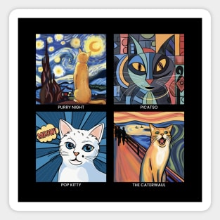 Artistic Cats: Aesthetic Bliss for Art History and Cat Lovers (white text) Magnet